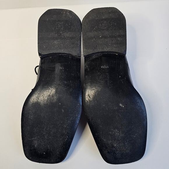 Black Leather Square Toe Oxford Giorgio Brutini Size 11.5 Dress Shoe Tassels - Picture 11 of 13